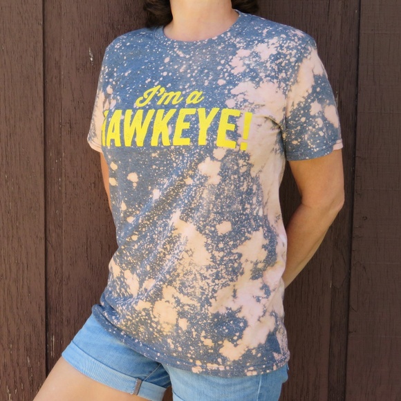 Iowa Hawkeyes Custom Bleach Tee sz M - Picture 2 of 4
